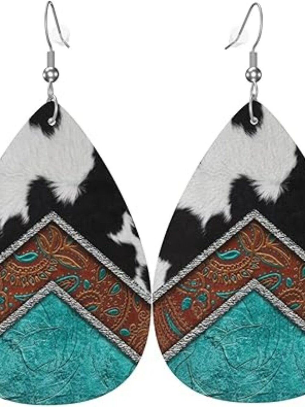 New Faux Leather Teardrop Earrings for Women Drop Dangle Earrings Western Boho